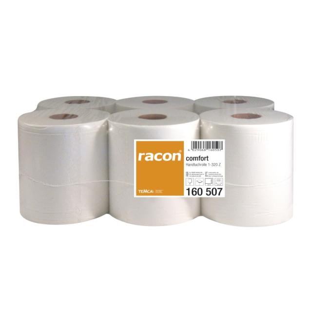 Rola prosop Racon, derulare centrala, alb, 1 strat, 20 cm x 320 m, 6 role/set