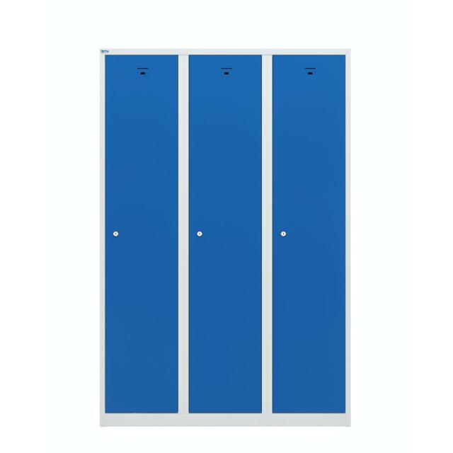Vestiar metalic, 3 usi/3 coloane, 180x120x50 cm, albastru