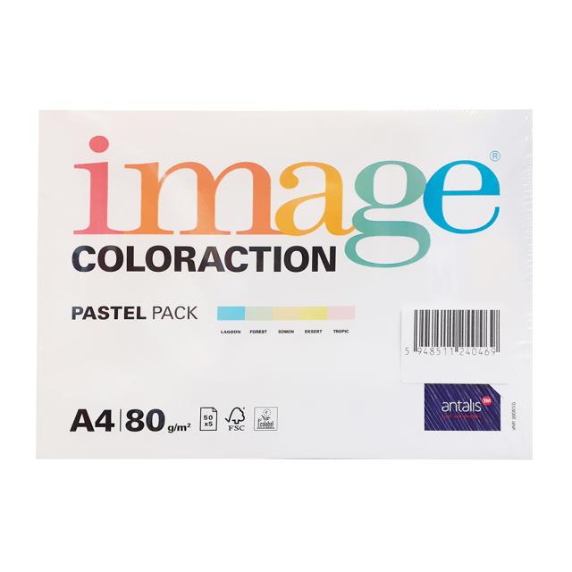 Hartie color Coloraction, A4, 80 g/mp, 5 culori pastel x 50 coli, 250 coli/top