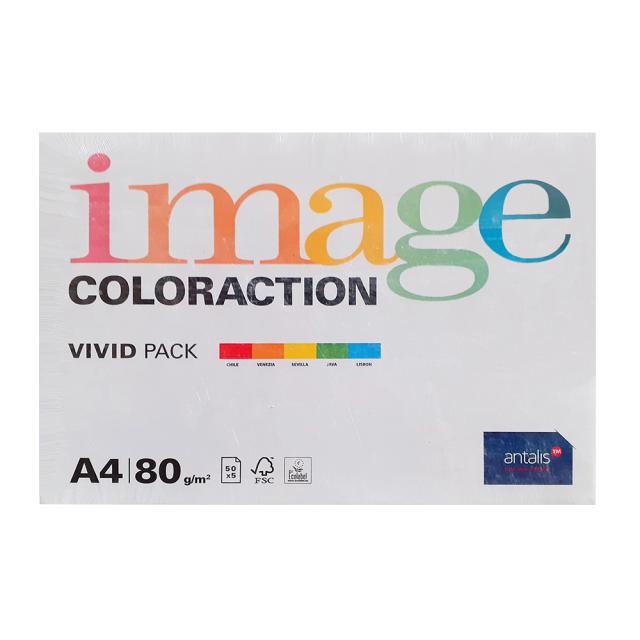Hartie color Coloraction, A4, 80 g/mp, 5 culori intense x 50 coli, 250 coli/top