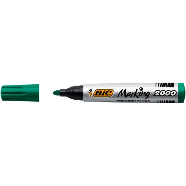 Marker permanent BIC 2000, varf rotund 1.7 mm, verde