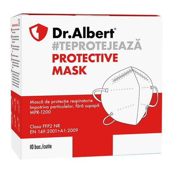 Masca protectie Dr. Albert, FFP2, 4 straturi, alb, 10 bucati/set