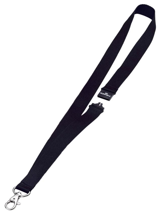 Snur textil pentru ecuson Durable, 80 cm, negru