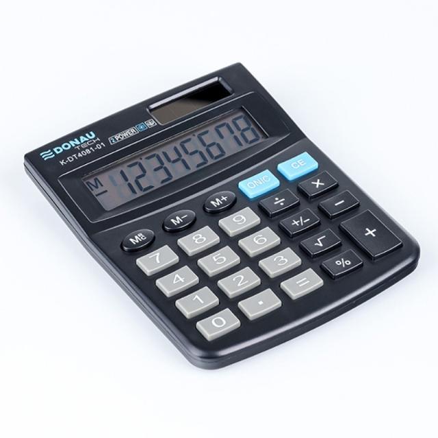 Calculator de birou Donau Tech, 130 x 104 x 19 mm, 8 digiti, negru