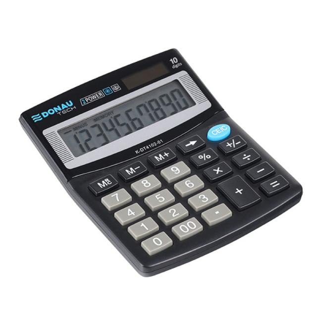 Calculator de birou Donau Tech, 122 x 100 x 32 mm, 10 digiti, negru