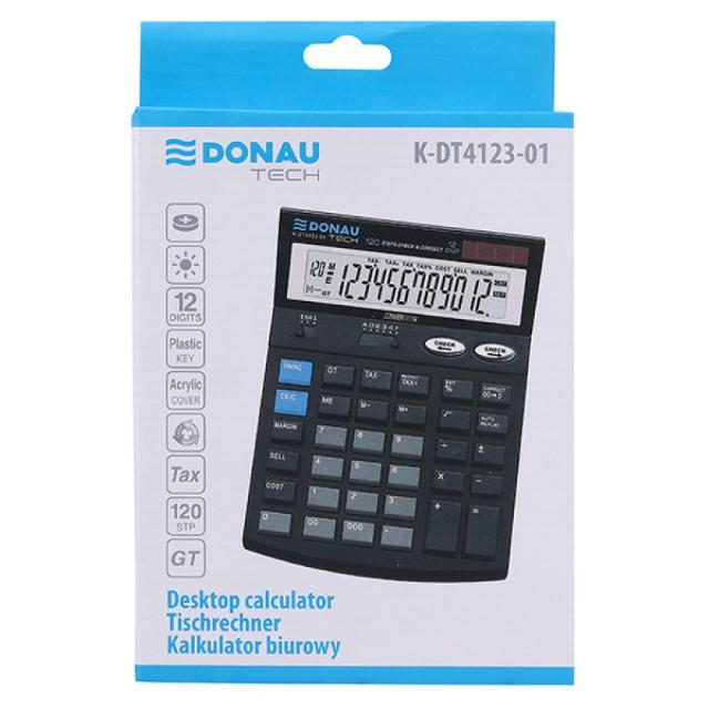 Calculator de birou Donau Tech, 186 x 142 x 39 mm, 12 digiti, negru