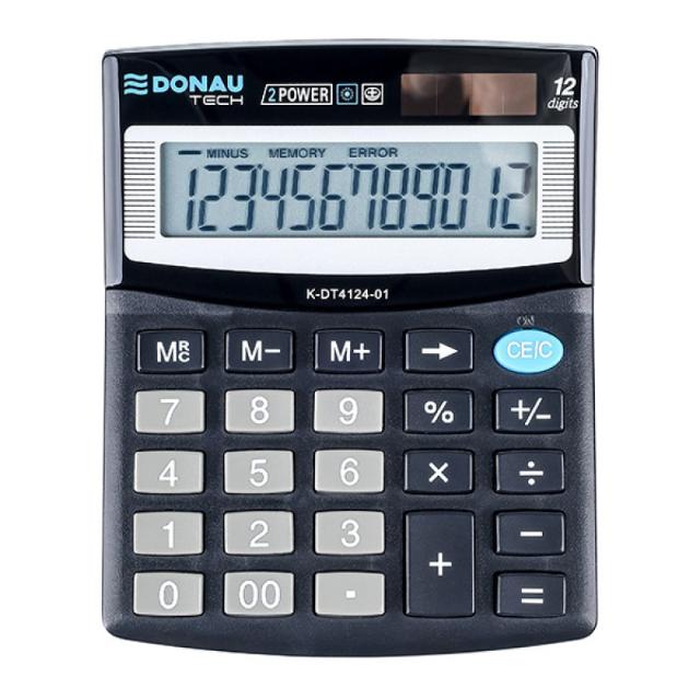 Calculator de birou Donau Tech, 122 x 100 x 32 mm, 12 digiti, negru