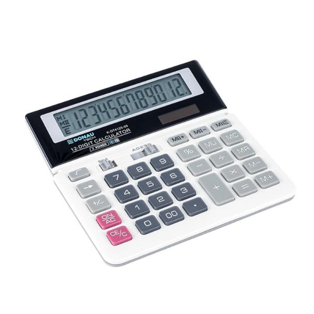 Calculator de birou Donau Tech, 155 x 152 x 28 mm, 12 digiti, alb