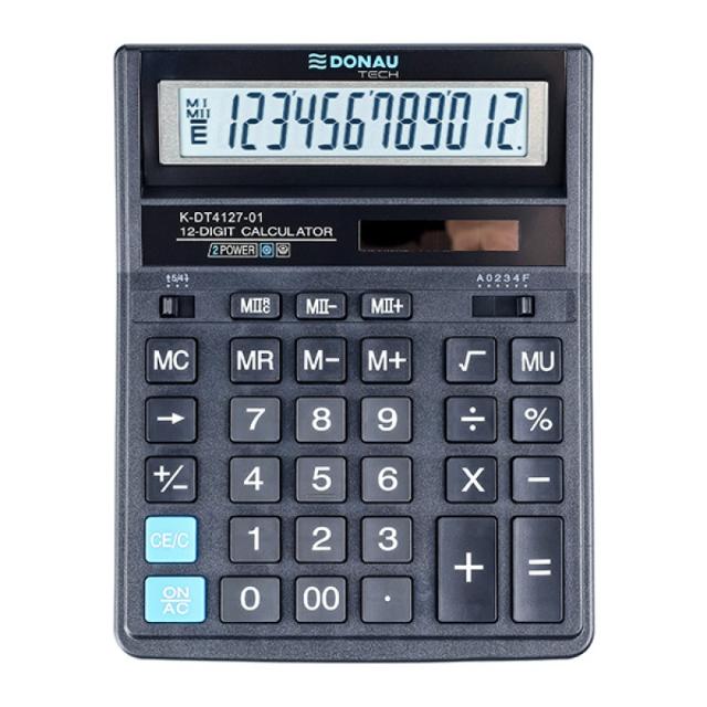 Calculator de birou Donau Tech, 203 x 158 x 31 mm, 12 digiti, negru
