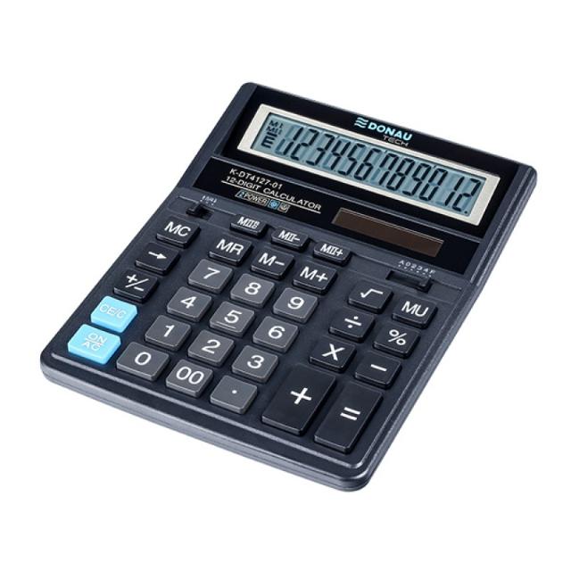 Calculator de birou Donau Tech, 203 x 158 x 31 mm, 12 digiti, negru