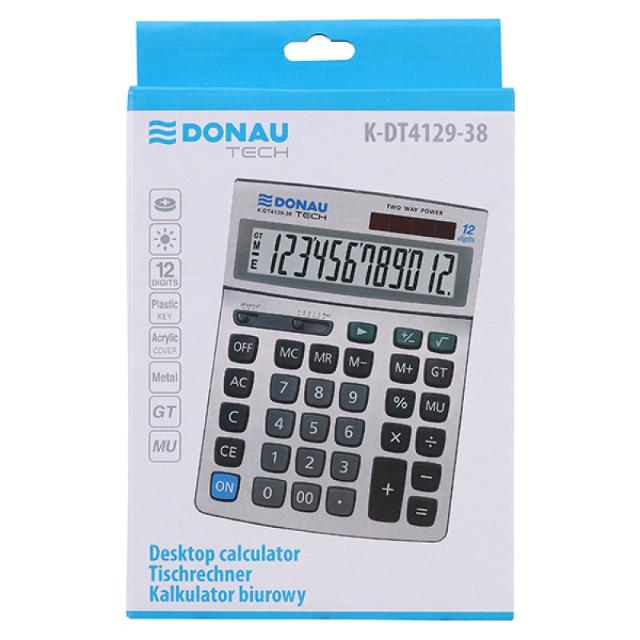 Calculator de birou Donau Tech, 210 x 154 x 37 mm, 12 digiti, argintiu