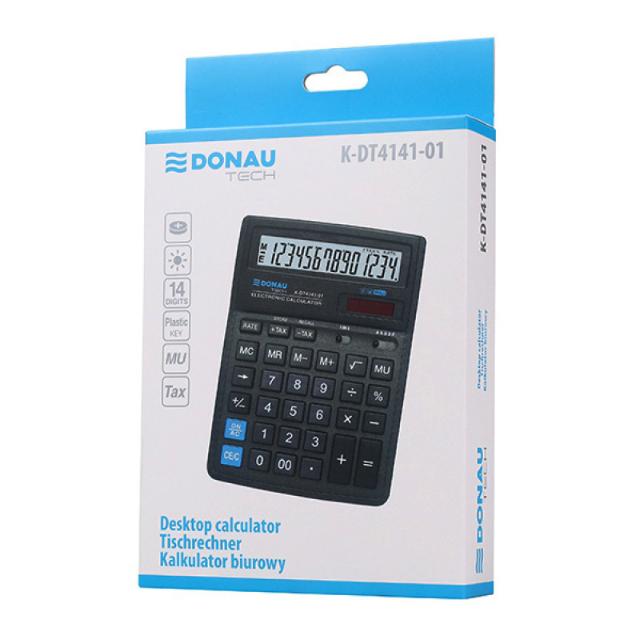 Calculator de birou Donau Tech, 190 x 143 x 40 mm, 14 digiti, negru