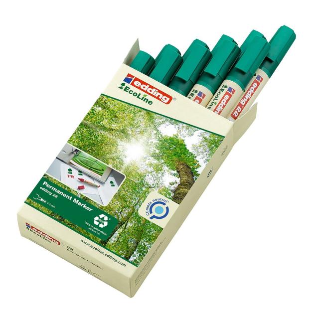 Marker permanent Edding 22 Ecoline, corp plastic, varf tesit 1-5 mm, verde