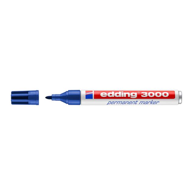 Marker permanent Edding 3000, varf 1.5-3 mm, albastru