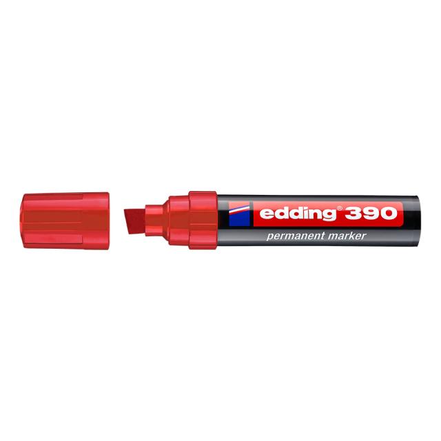 Marker permanent Edding 390, corp plastic, varf retezat 4-12 mm, rosu