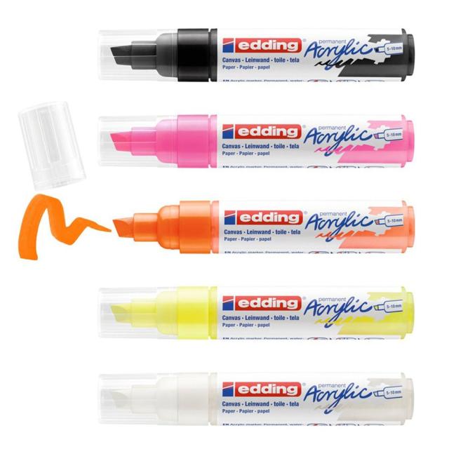 Set markere acrilice, Edding 5000, culori neon, 5 bucati/set