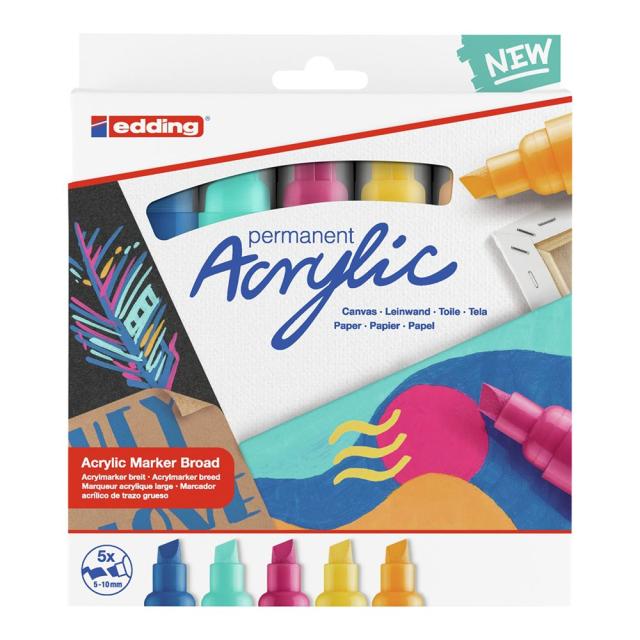 Set markere acrilice Edding 5000, culori pastel, 5 bucati/set
