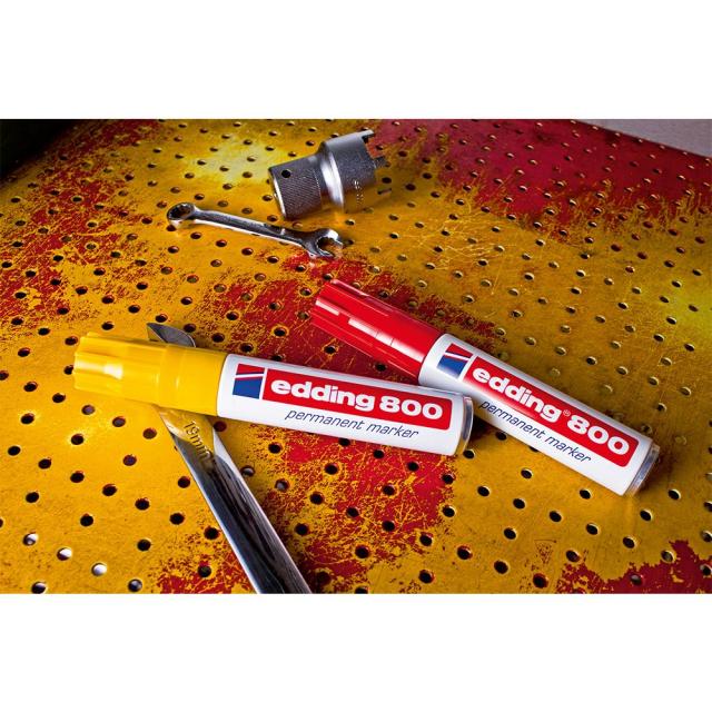 Marker permanent Edding 800, corp aluminiu, varf retezat, 4-12 mm, rosu