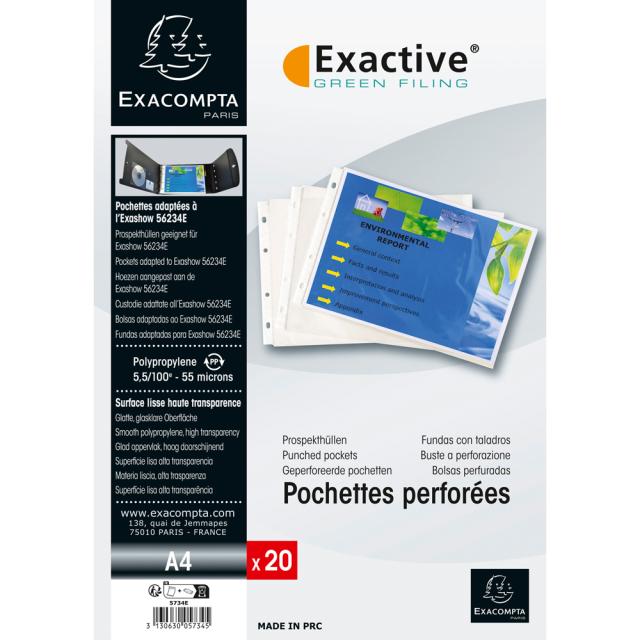 File protectie Exacompta Exactive, PP, cristal, portrait, A4, 20 bucati/set