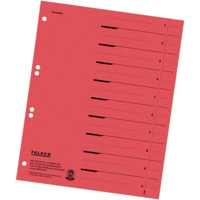 Separatoare Falken, color numerotate, cu index 1-10, rosu