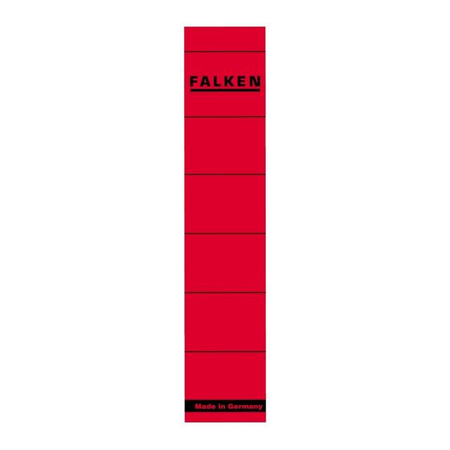 Etichete Falken autoadezive, pentru bibliorafturi,  36 x 190 mm, rosu