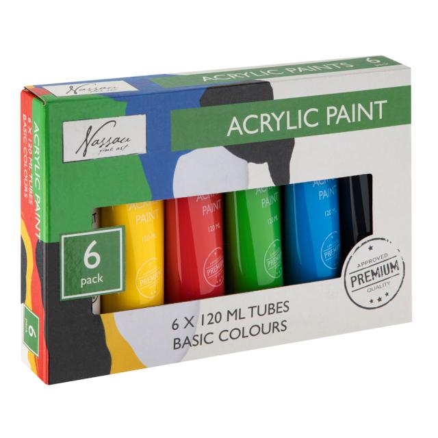 Set 6 culori acrilice Creative Craft, Basic, 120 ml