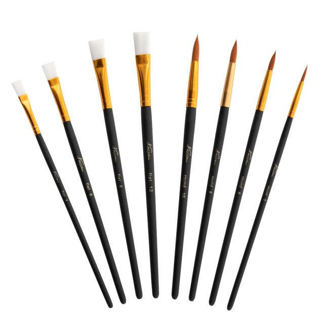 Set 8 pensule Creative Craft, cu paleta din lemn