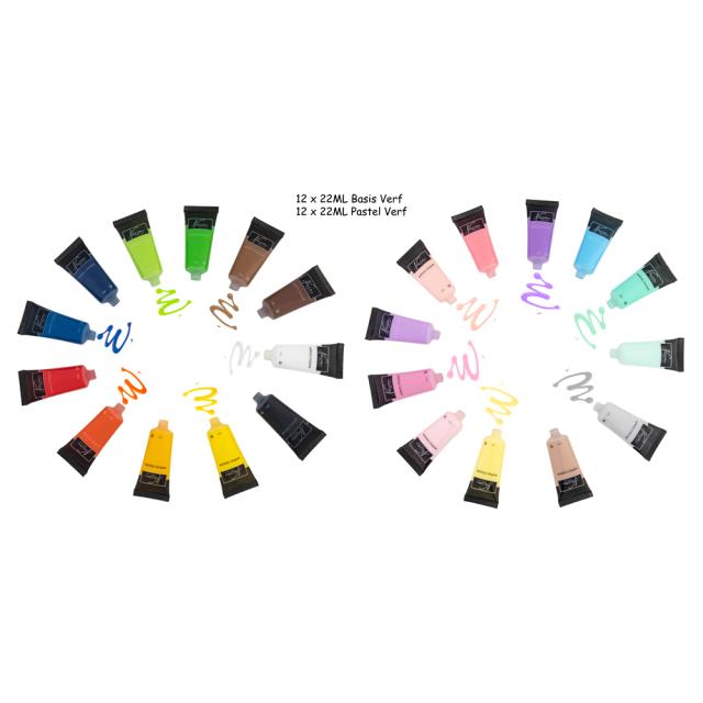 Set culori acrilice Creative Craft Fine Art, 24 culori, 22 ml