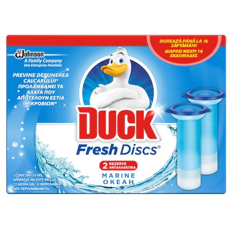 Rezerve odorizant gel pentru vasul toaletei Duck Fresh Discs Marine, 12 discuri/set