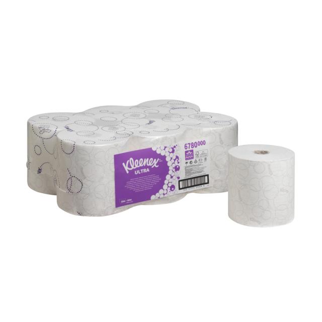 Rola prosop Kimberly-Clark  Kleenex Ultra, premium, autocut, 600 portii, alba, 6 role/bax