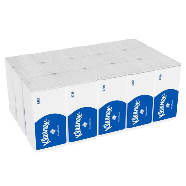 Prosoape maini impaturite Kimberly-Clark Kleenex, V fold, albe, 2 straturi, 21.2 x 21.5 cm, 186 portii, 15 pachete/bax