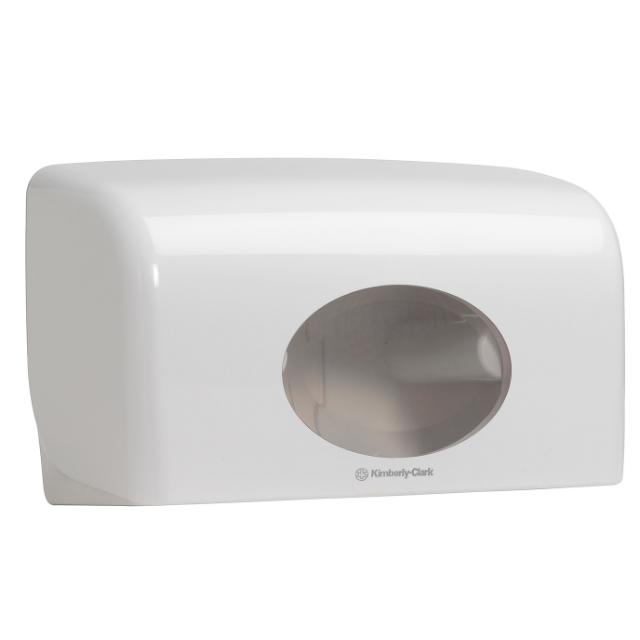 Dispenser Kimberly-Clark Aquarius Twin, pentru hartie igienica small jumbo, culoare alba