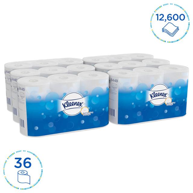Hartie igienica Kimberly-Clark Kleenex, alba, 3 straturi, 6 role/pachet