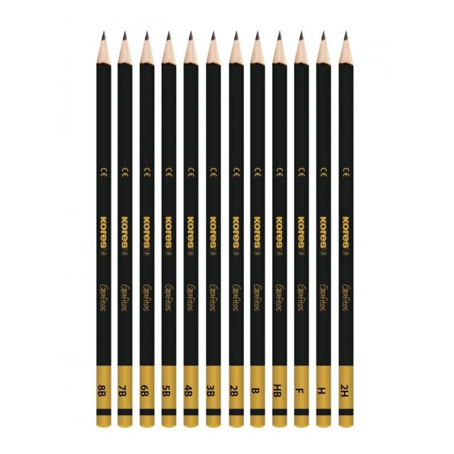 Creioane grafit Kores 2H-8B, 12 bucati/set