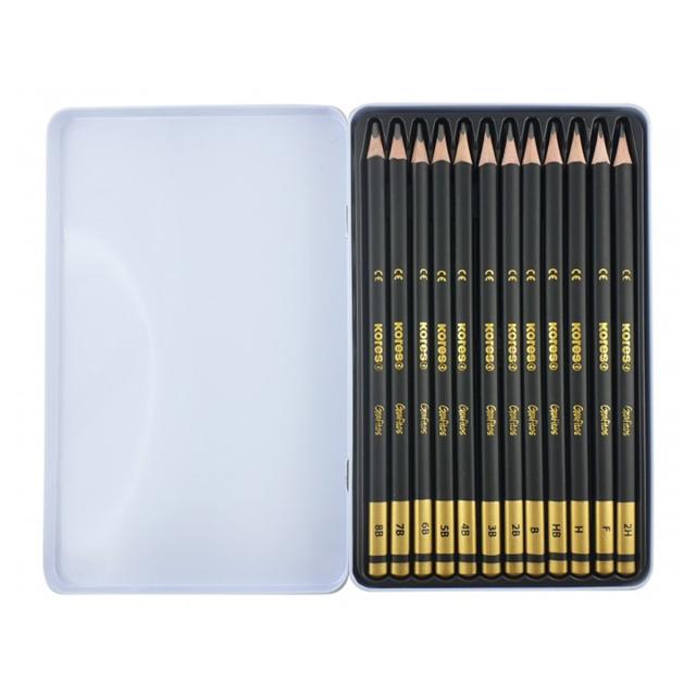 Creioane grafit Kores 2H-8B, 12 bucati/set