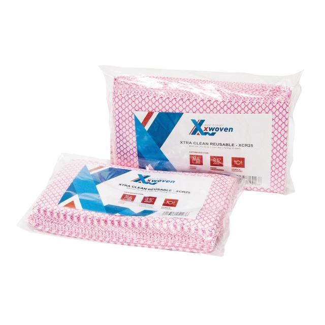 Lavete profesionale XtraClean XCR25 rosii 25x42 cm 25 bucati/set, durabile, rezistente