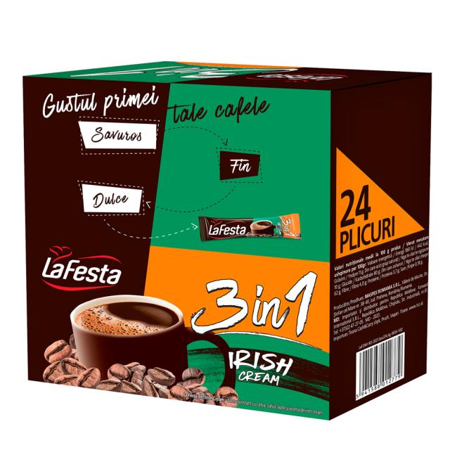 Bautura instant La Festa 3in1, Irish Cream, plicuri 24x15.6g