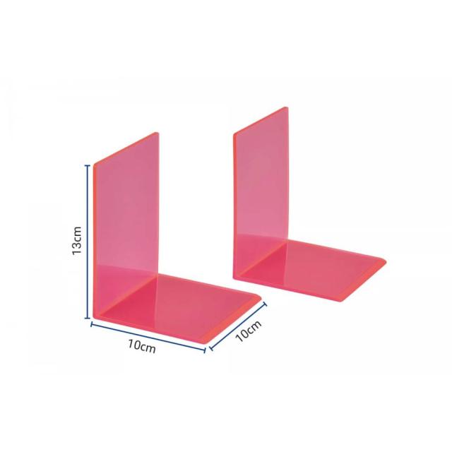 Suport carti bookend MAUL, 10x10x13 cm, sticla acrilica, transparent, roz