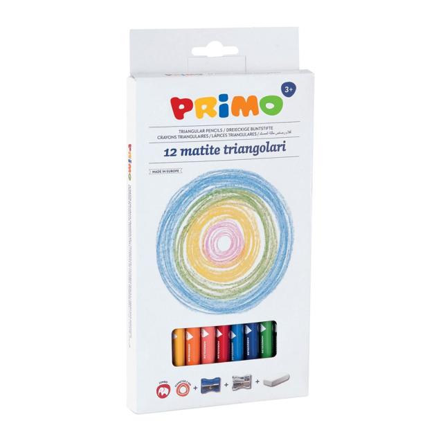 Creioane colorate Morocolor Primo Tris Jumbo, 12 culori/cutie