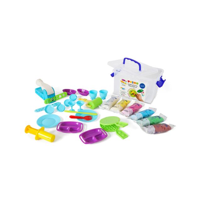 Set plastilina Morocolor Primo, 6 culori, 22 accesorii, in cutie plastic