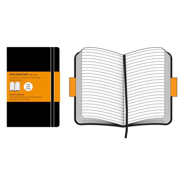 Agenda Moleskine Ruled Soft Notebook Pocket, 14 x 9 cm, dictando, 192 file