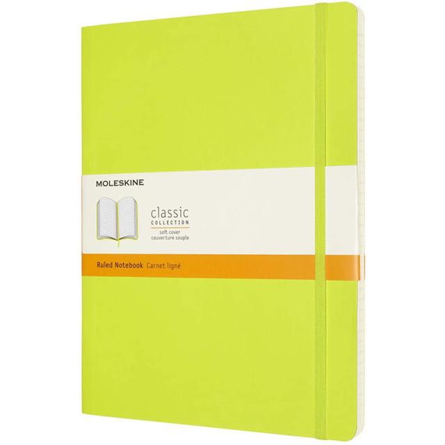 Agenda Moleskine Lemon Green Extra Large Ruled Notebook Soft, 25 x 25 cm, dictando, 240 file