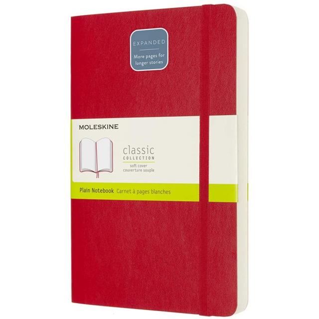 Agenda Moleskine Expanded Large Plain Scarlet Red, 21 x 13 cm, velina, 400 file