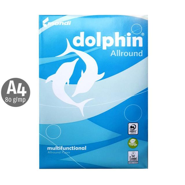 Hartie copiator Dolphin Allround, A4, 80 g/mp, 500 coli/top, 5 topuri/cutie