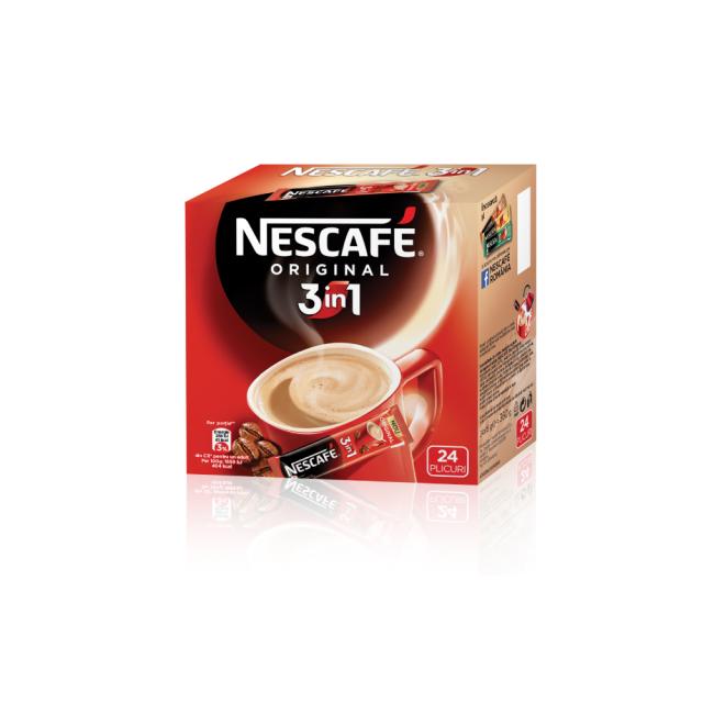 Cafea solubila 3 in 1 Nescafe Original, 24 plicuri/cutie