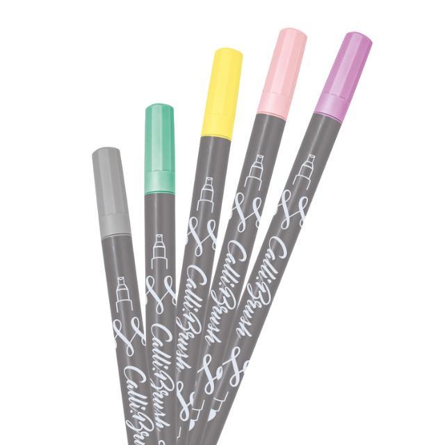 Set carioci Online Calli Brush, varf 2 mm, 5 bucati/set, culori pastel