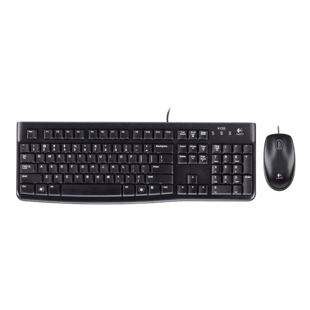 Kit mouse si tastatura cu fir, Logitech MK120, negru