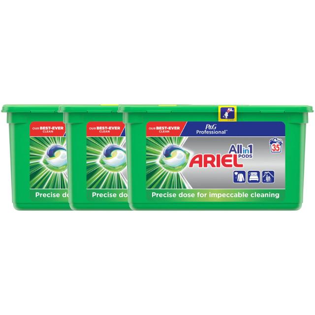 Detergent capsule Ariel Professional 3in1 PODS Regular, 35 buc  x 3 cutii/bax, 105 spalari