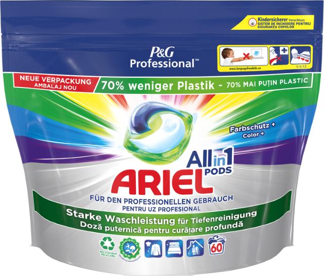 Detergent capsule ARIEL Professional All in1 PODS Color Premium, 60 spalari