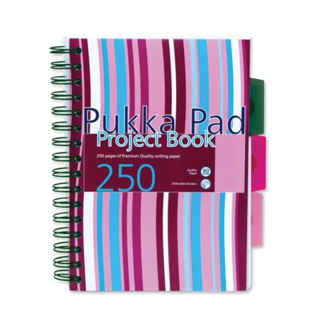 Caiet A5 spira si separatoare Pukka Pads PBS, dictando, roz/albastru, 250 pagini